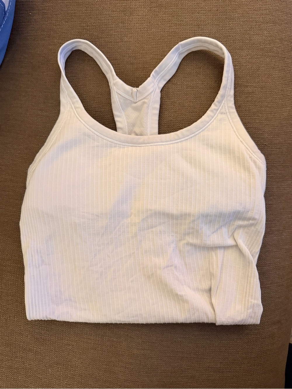 lululemon athletica White Ribbed Racerback Crop Tank